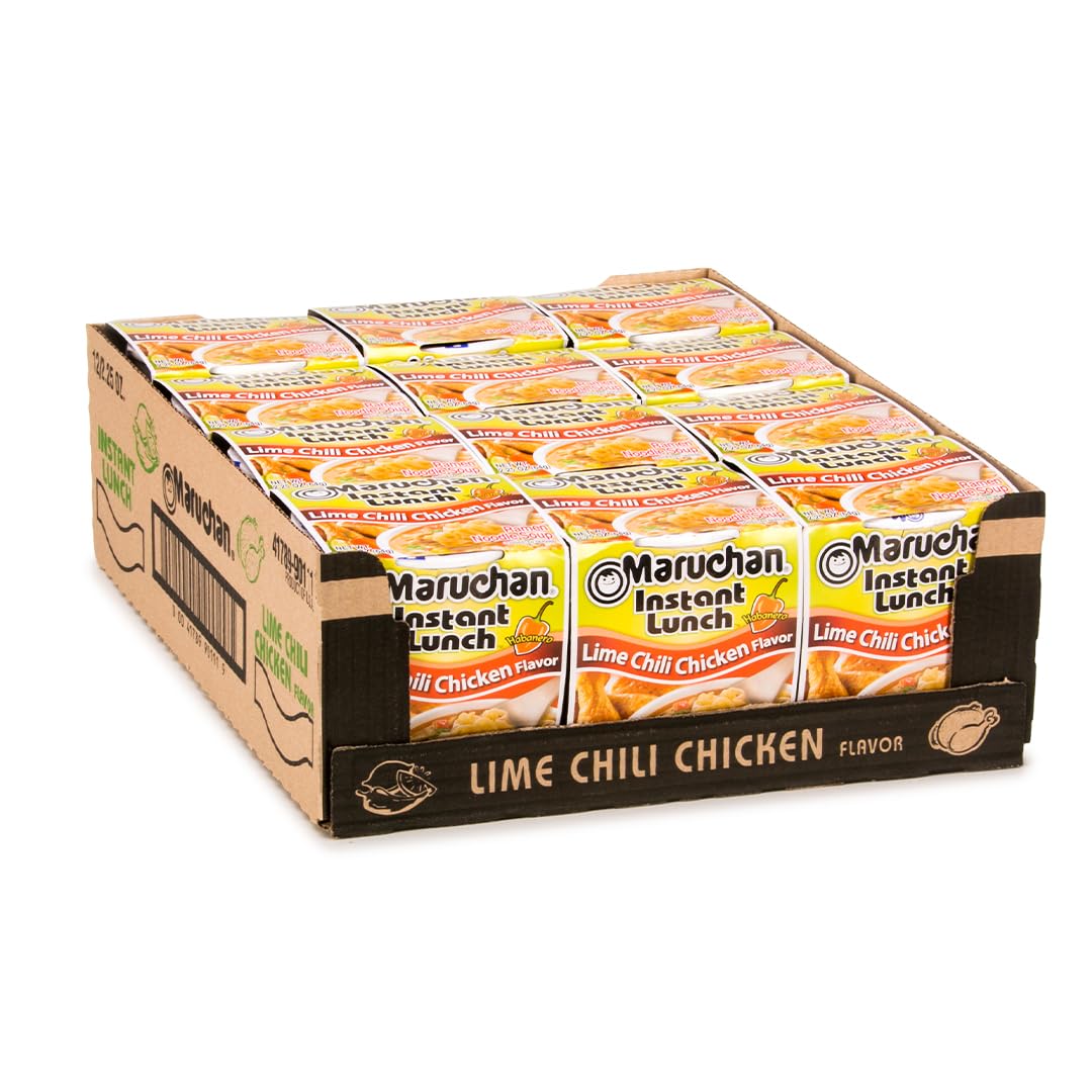 MaruchanInstant Lunch Lime Chili Chicken, Ramen Noodle Soup, Microwaveable Meal, 2.25 Oz, 12 Count
