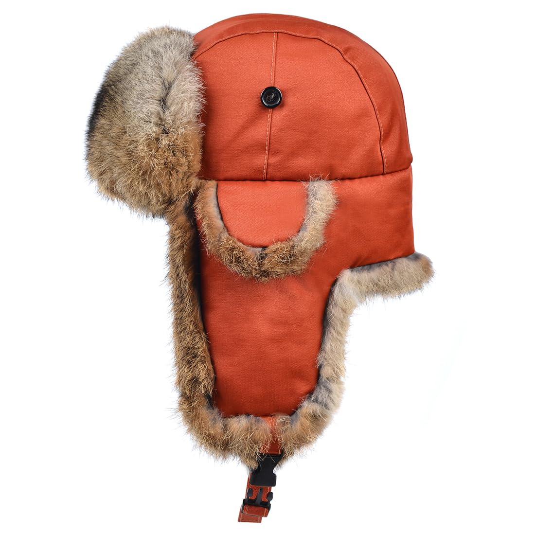Harssidanzar Fliegermütze wasserdichte Winter Kaninchen Pelz Hüte Gefüttert Trappermütze Aviatormütze für Herren und Damen CU606EU