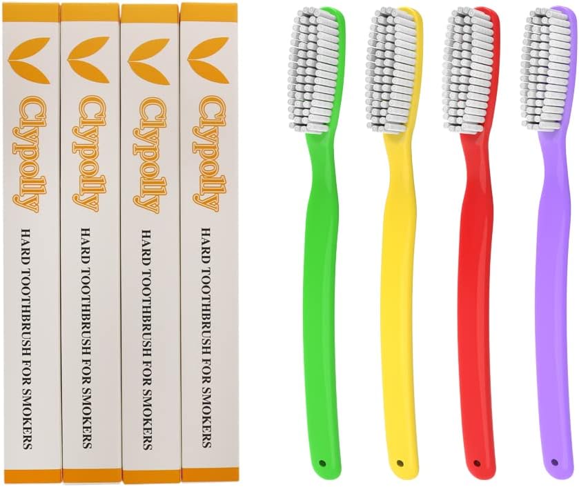 Hard & Firm Toothbrush Stiff Bristle Brush for Smokers Oral Care Teeth Whitening Cleaning for Adult Travel Pack of 24
