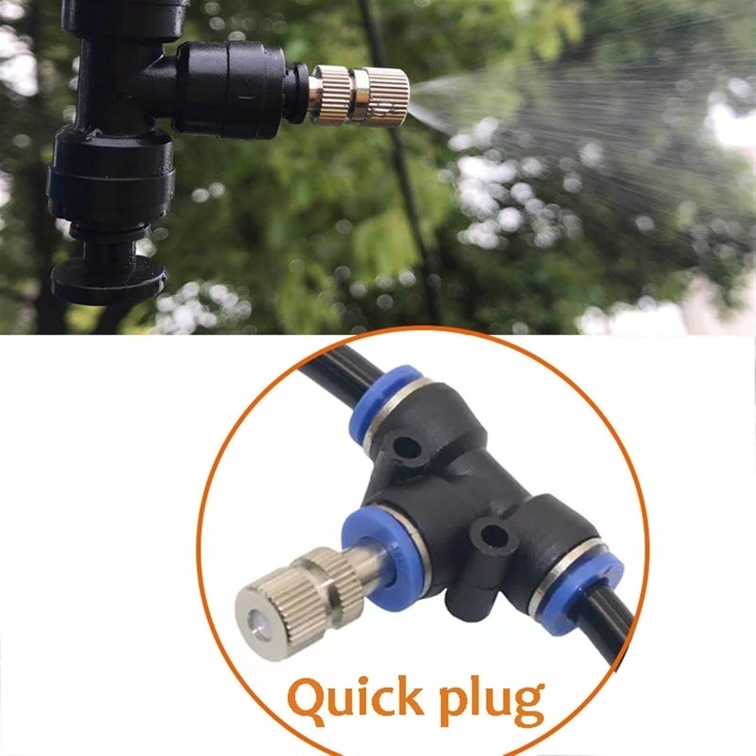 60PCS Brass Misting Nozzles, Fogging Spray Head Micro-Mist Nozzle for Greenhouse Landscaping Humidification, Dust Control Mist Nozzle Sprinkler for Outdoor Cooling System, 6MM Connection