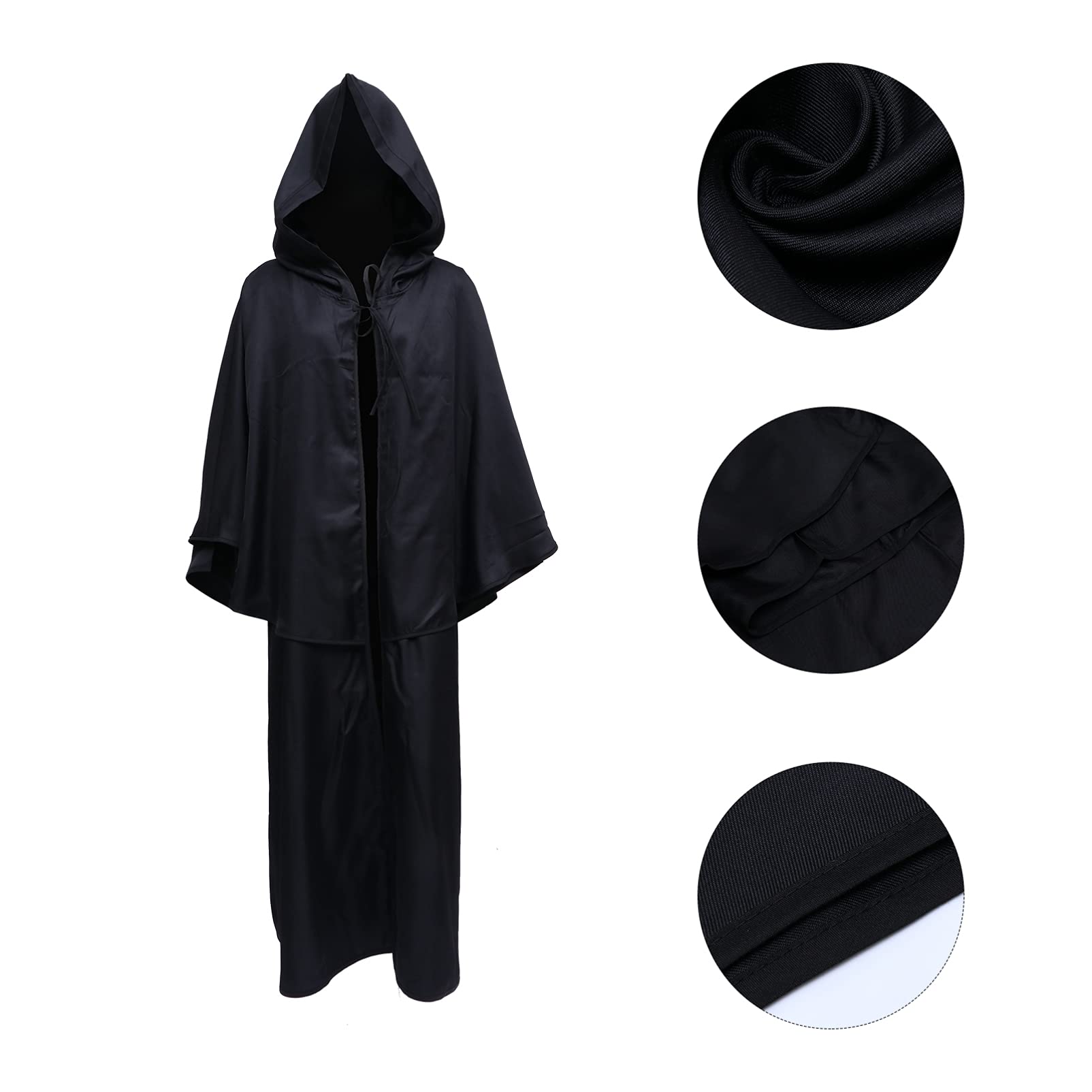 Cape Longue D'halloween à Capuche en Polyester Noir Ambiance Halloween
