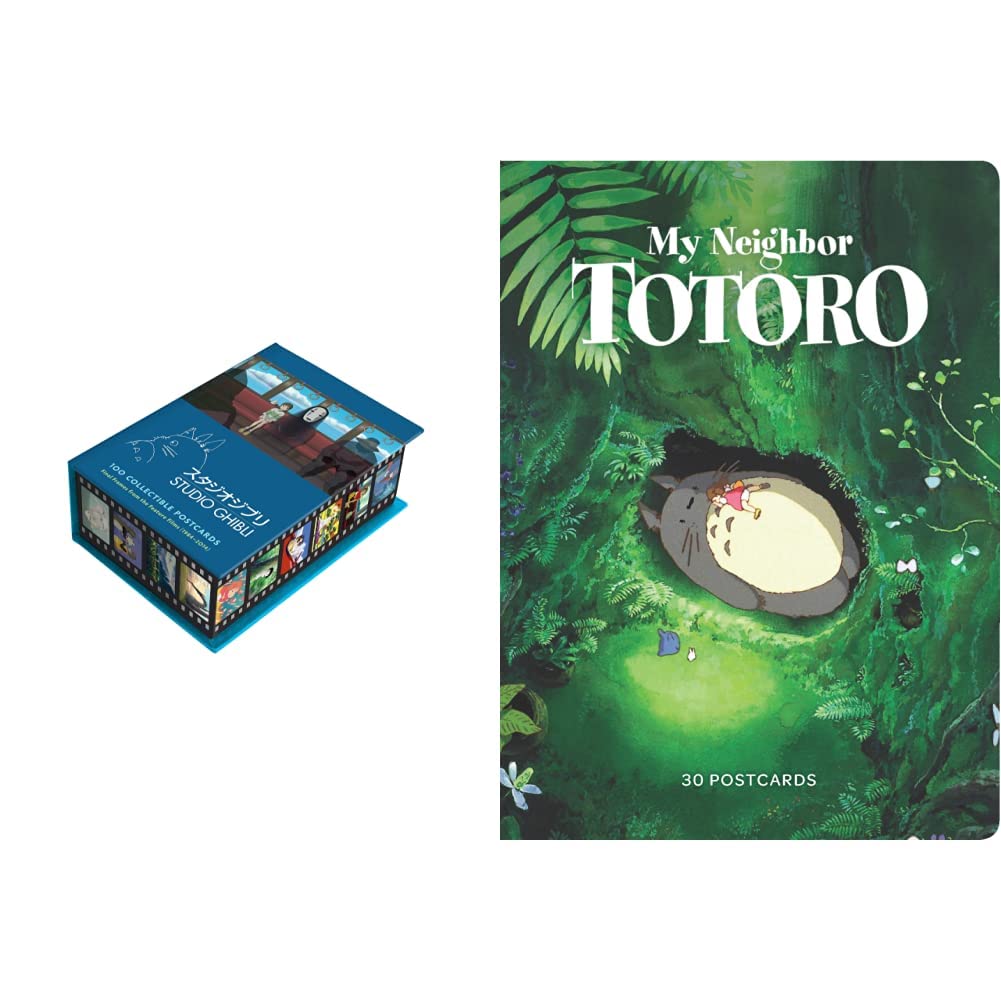 Studio Ghibli: 100 Collectible Postcards: Final Frames from the Feature Films + My Neighbor Totoro: 30 Postcards: (Anime Postcards, Japanese Animation Art Cards) (Set of 2 books)