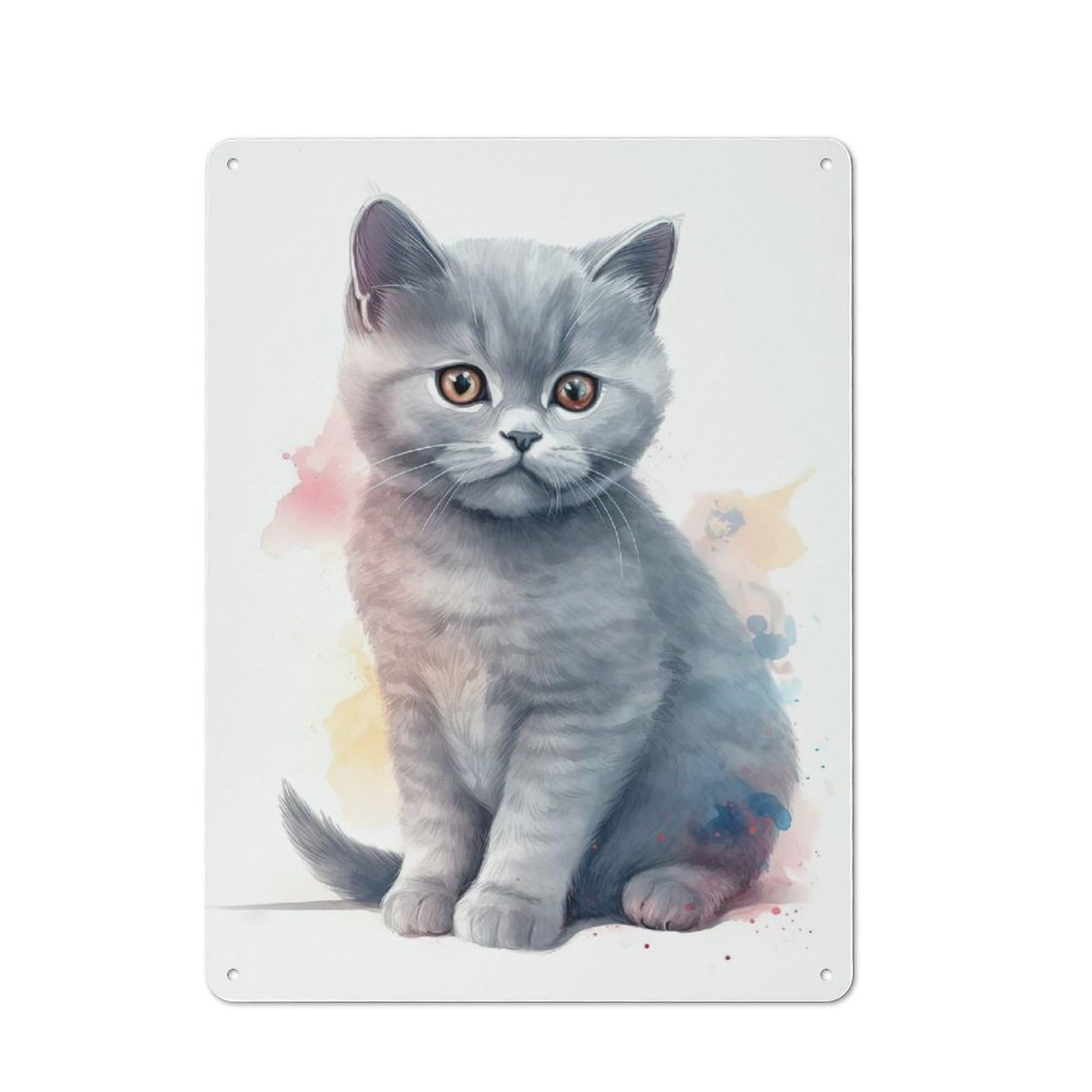 Junmoney Style-21 Baby British Shorthair Cat Metal Wall Art Sign 40X30cm, Vintage Vintage Wall Decor For Lounge, Study, Pub Or Wall Gallery