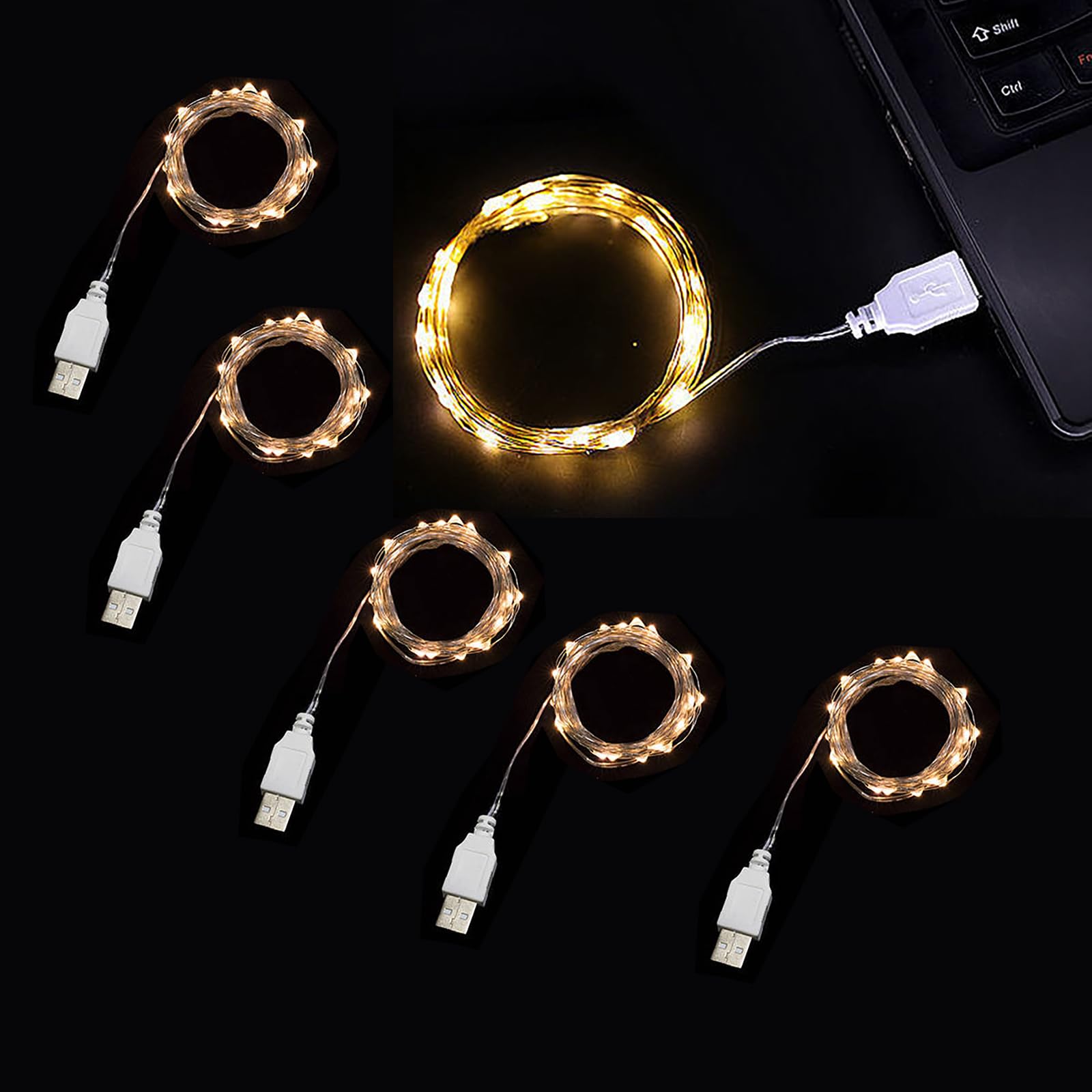 Sokelinn-six Guirlande lumineuse à 20 LED, alimentée par USB pour bureau, sapin de Noël, décoration de fête (guerre, 5)