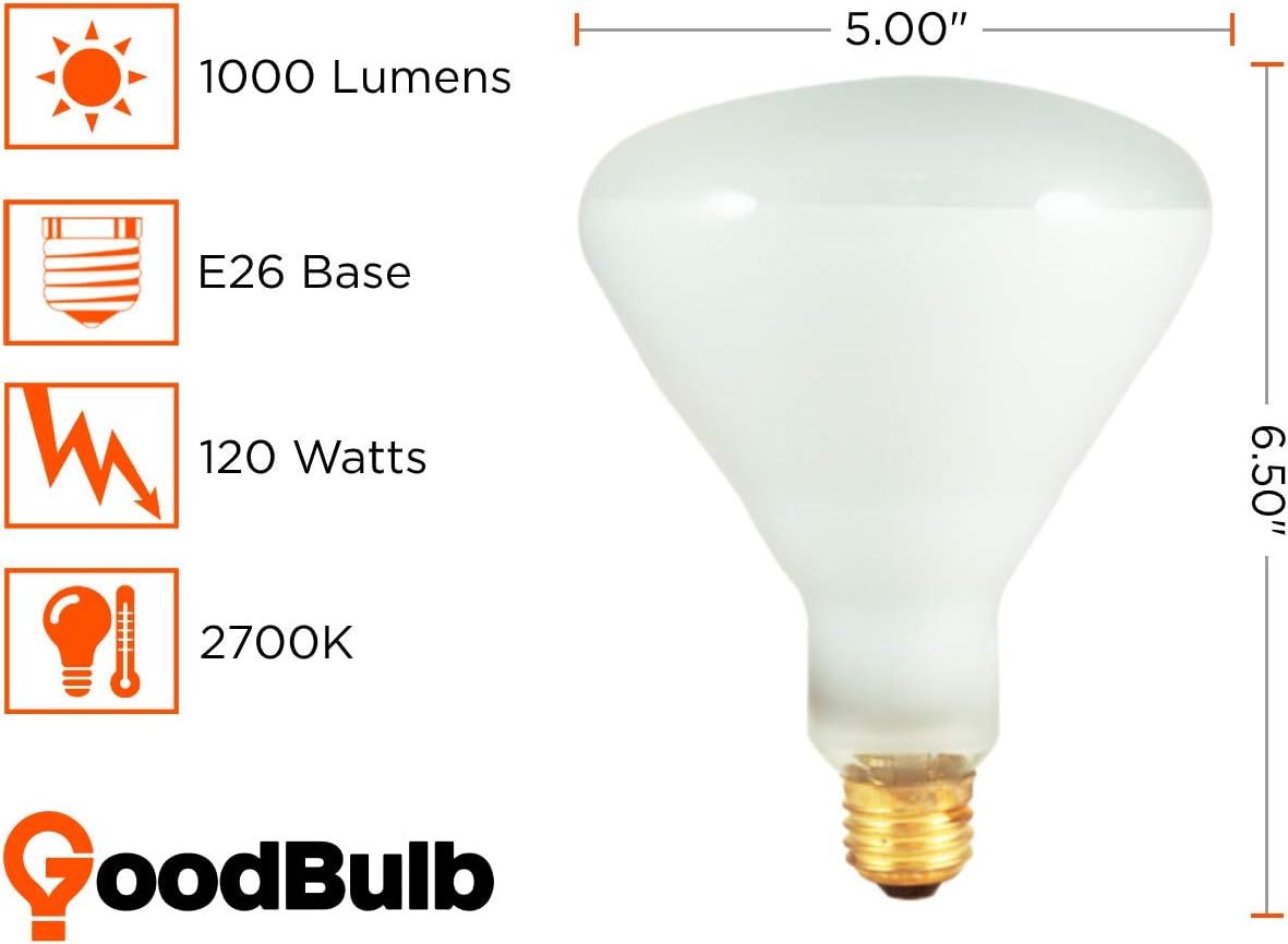 Buy 1 get 1 12O Watt BR40 Flood Light Bulbs | Frosted Finish Medium E26 Base 2700K Soft White | Dimmable 12OW Spot Light 1000 Lumens | Ideal Indoor & Outdoor Light Bulbs | 10 Pack by GoodBulb