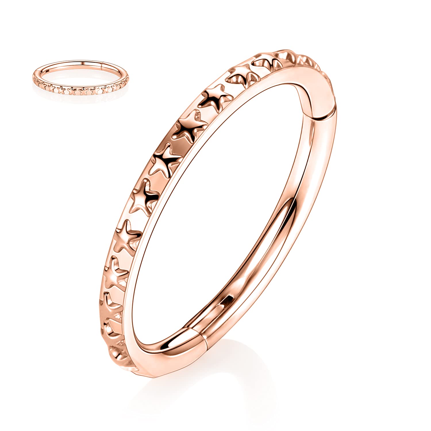 hengkaixuan CZ/Opal Nose Rings Conch Jewellery Septum Clicker 316L Surgical Steel Segment Ring Helix Cartilage Earrings Hoop Daith Tragus Rook Piercing Jewellery — view 51