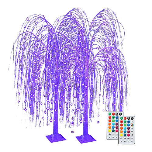 KOOWARM 6FT beleuchteter LED-Weidenbaum, mehrfarbiger künstlicher LED-Dekorationsbaum für Weihnachten, Bunte LED-Trauerweide-Baum-Lichter, Dekor für Haushochzeitsparty-Pool-Garten Cover