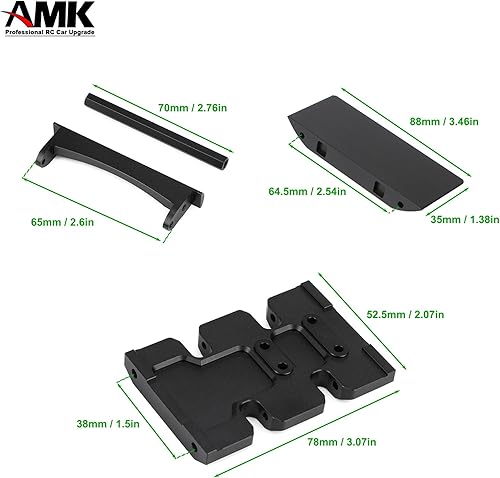 Miniatura 6 de AMK Fibra de carbono LCG SCX10 II Chaissis Frame Rieles DIY 12.323 in Wheelbass 110 RC Crawler Kit de constructor de cuerpo con deslizadores de roca