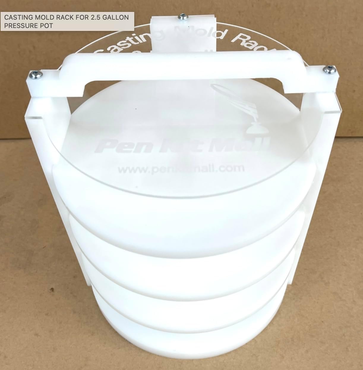 Pen Kit Mall - Pressure Pot Rack for Resin Casting - 4 Locking Shelves - Heavy Duty HDPE Material - Fits Harbor Freight Converted 2.5 Gallon Pots