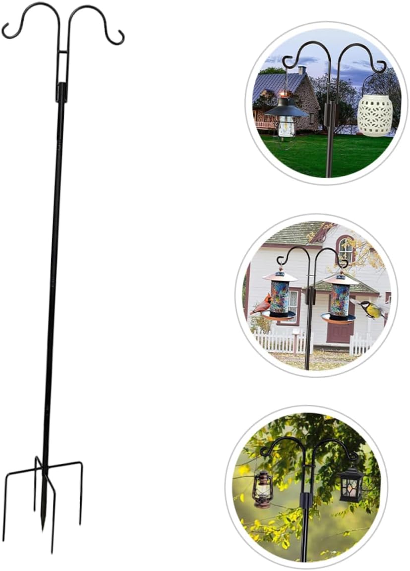 Outdoor Plant Hangers for Hanging Baskets Shepherd Hooks Outdoor Heavy Duty Ground Inserting Shepherd Hook for Solar Lanterns and Decor