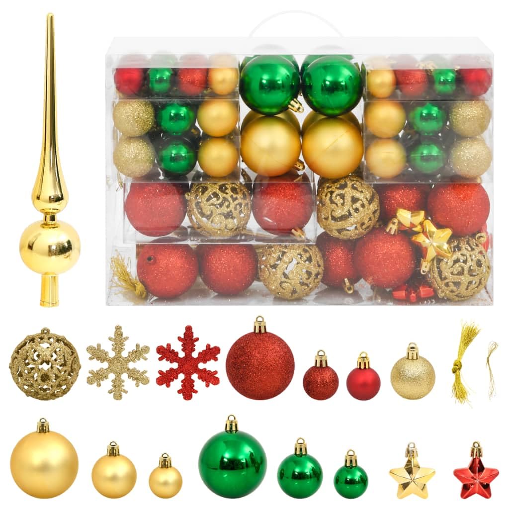 Juego de 112 bolas de Navidad de poliestireno rojo/verde/dorado