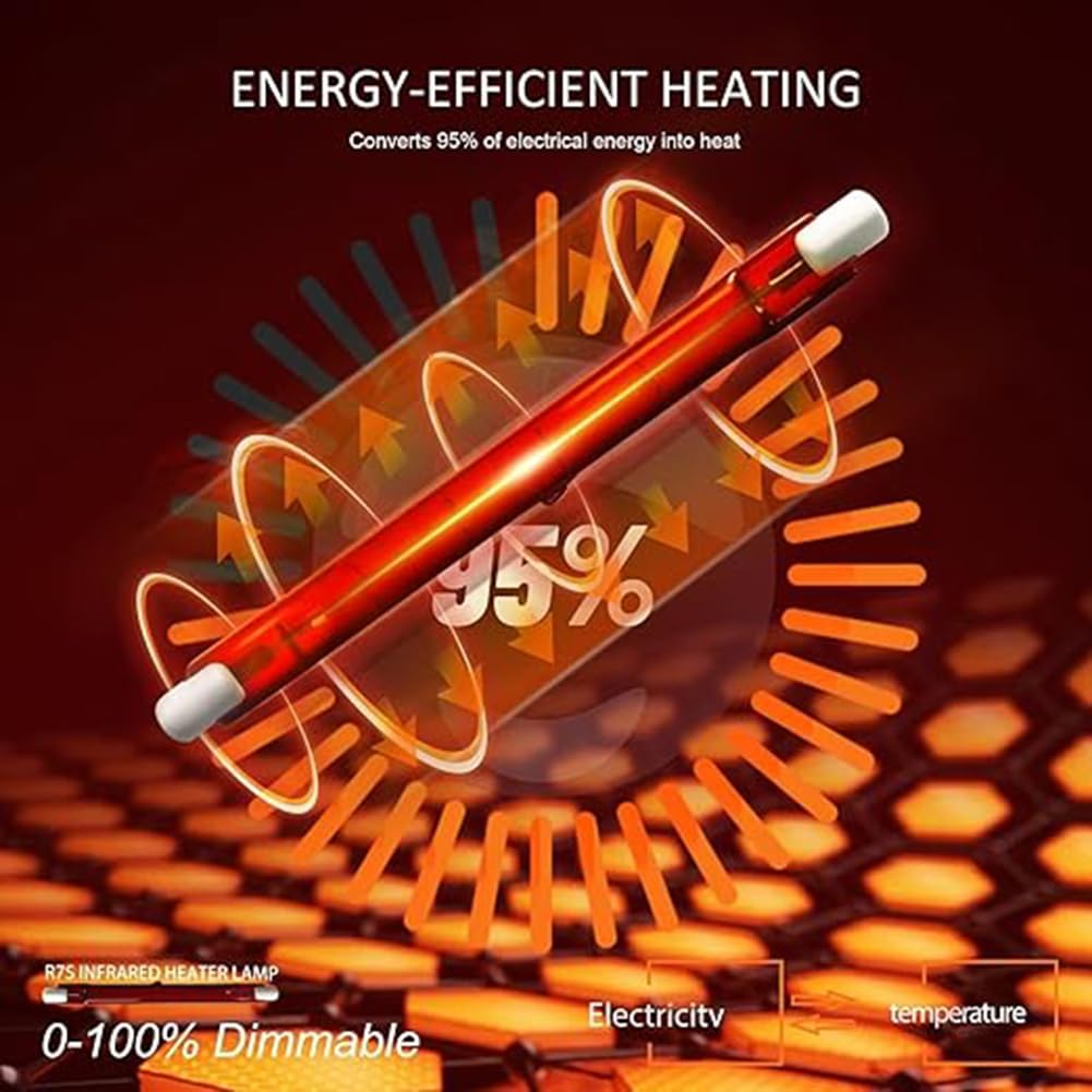 Generico R7s - Bombillas de infrarrojos regulables de 118 mm y 200 W R7s para calentador U3, tubo de luz calefactora de cuarzo rojo de 200 lm, 118 mm, 200 W, 4 unidades