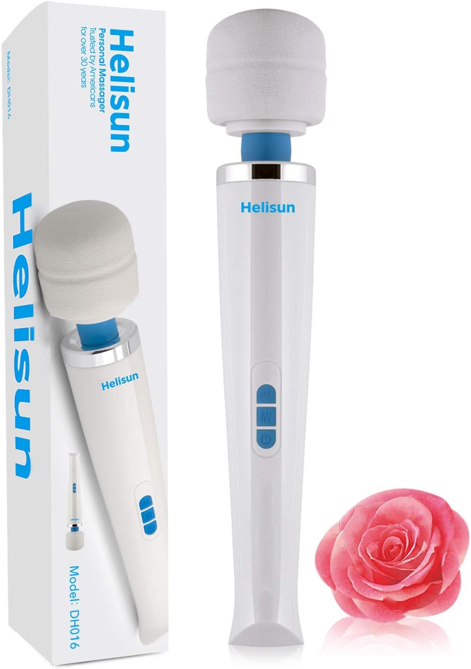 Handheld Cordless Personal Wand Massager - 8 Powerful Speeds and 20 Patterns - echargeable Hand Massagers for Sore Muscles - Hand Held Massage Tool for Neck & Back