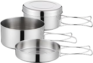 SUNOYA Juego De Ollas De Camping, Juego De Utensilios De Cocina para Camping, Juego De Cocina para Camping 4Pcs, Juego De Ollas para Acampar De Acero Inoxidable para Camping, Senderismo, Cocina