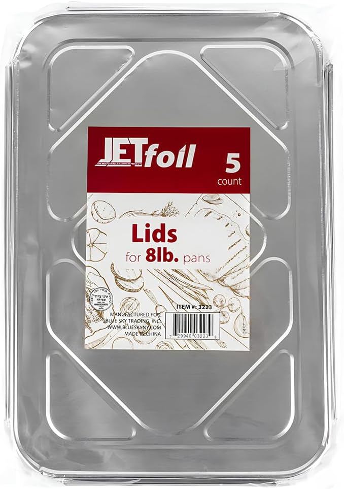 Heavy-Duty Silver Aluminum Lids For 8 lb. Oblong Pans - (Pack of 5) - Premium Quality - Perfect for Meal Prep, Catering & Events
