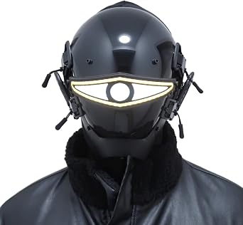 Cyclops Cyberpunk Mask Helmet Cosplay للكبار ، قناع LED ، ملابس Punk المستقبلية ، مهرجان Fit Party Music ، هالوين
