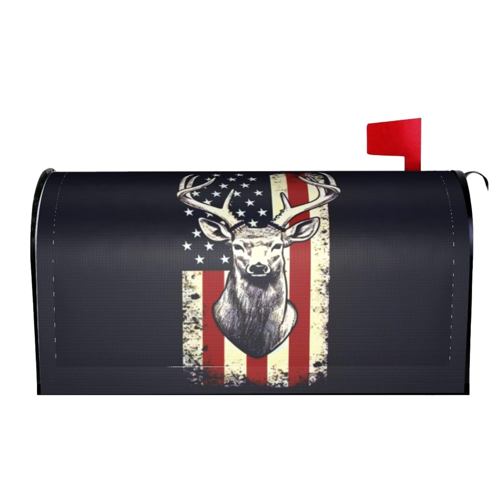 Deer American Flag Hunting 01 Mailbox Covers Magnetic Wraps Post Letter Box Cover Garden Home Decor