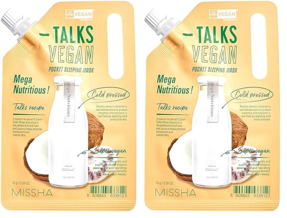 Besleyici&Aydınlatıcı Vegan Uyku Maskesi10g Talks Vegan Squeeze Pocket Sleeping Mask Mega Nutritious 2li paket