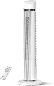 Pelonis 40-inch 90° Oscillation Tower Fan with Remote for Bedroom, White