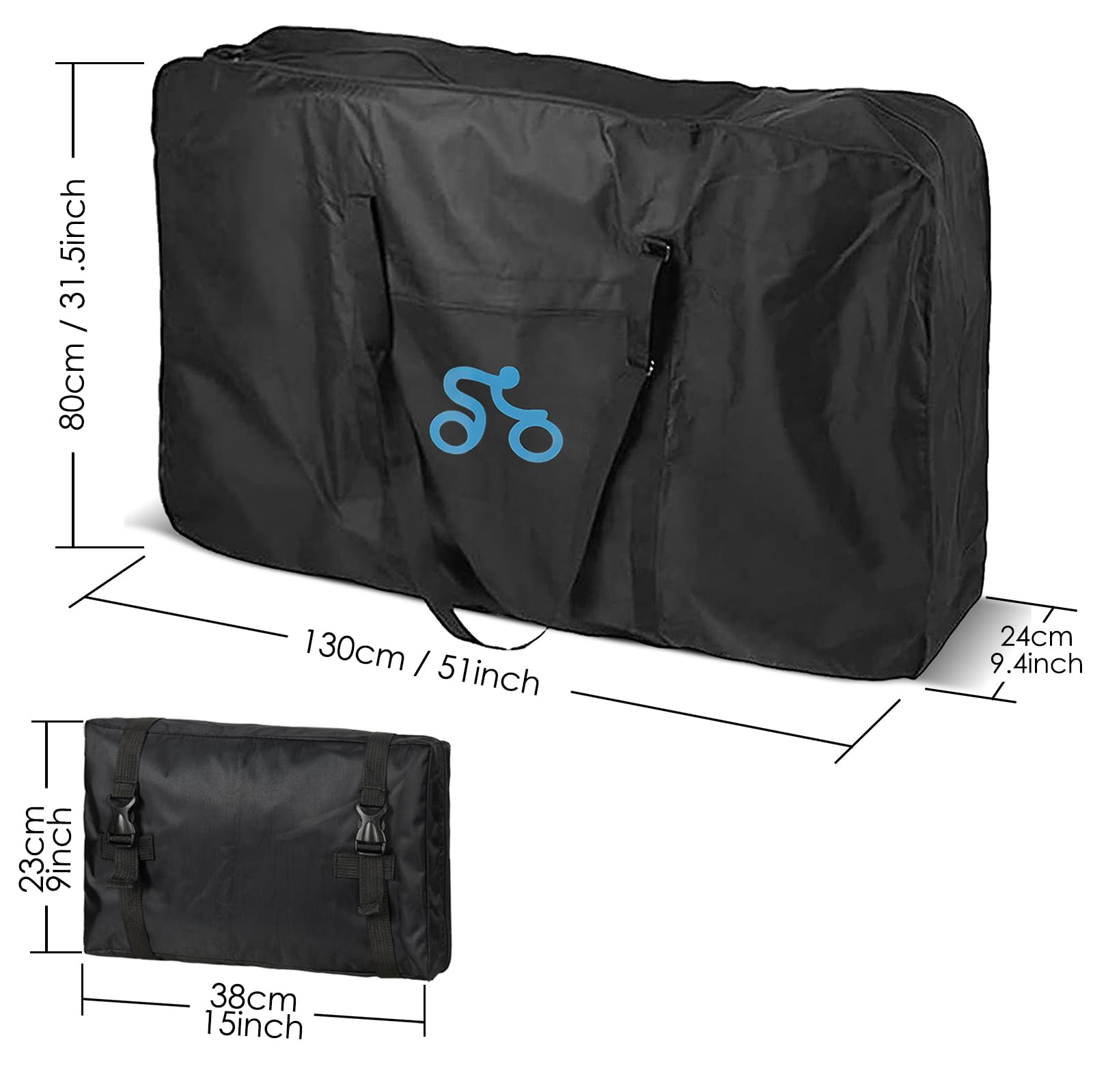 Borsone per Bici, Borsa Pieghevole Rinforzata per Bici da 26" Pieghevole, Bici da Corsa 700C, Mountain Bike, Borse da Viaggio per Ciclismo all'aperto
