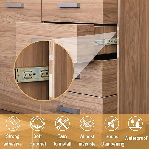 Miniatura 4 de Protectores transparentes para puerta de gabinete, amortiguadores de sonido, almohadillas antideslizantes de vidrio para mesa, tira de goma