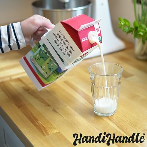 Miniatura 2 de HandiHandle Soporte de cartón de medio galón para leche, jugo o bebidas, ligero y delgado para ahorrar espacio en el refrigerador, para personas