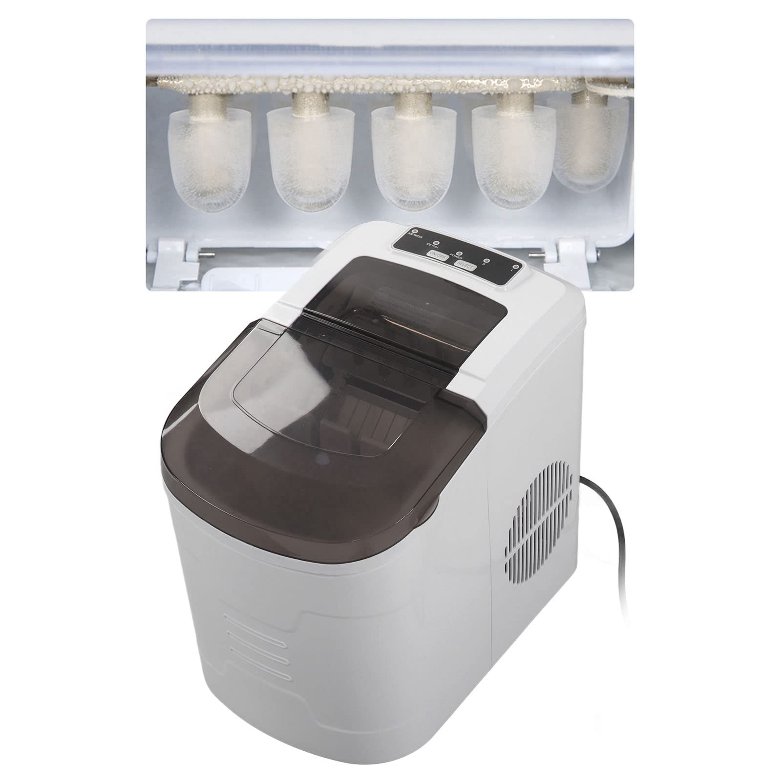 Máquina para Hacer Hielo Máquina para Hacer Hielo Automática Compacta y Portátil para el Hogar, Cocina y Oficina ABS Blanco 112W