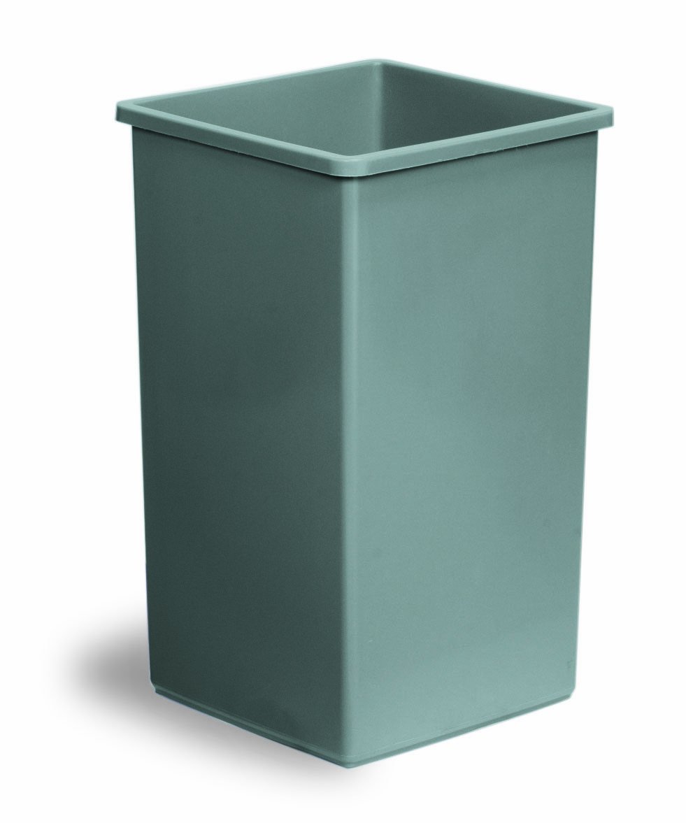 Continental25GY 25-Gallon Swingline LLDPE Waste Receptacle, Square, Gray