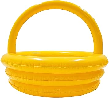 Inflatable Gift Basket, 9.75" Portable Easter Egg Hunt Basket with Handle, Lightweight Blow Up Party Favor Bag for Holiday Treats, Reusable Festive Decor for Candy, Toys and Gifts