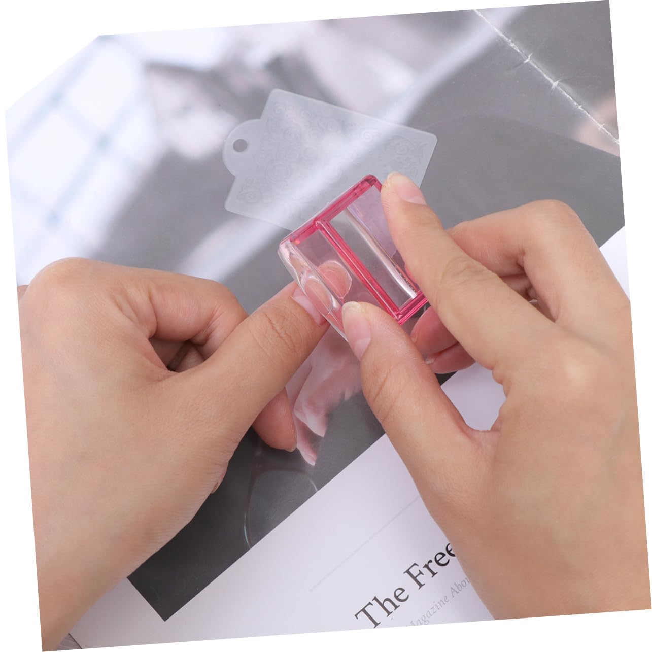2pcs Silicone Nail Stamper Kit Clear Jelly Nail Art Stamping Tool Scraper for Manicure Salon Red