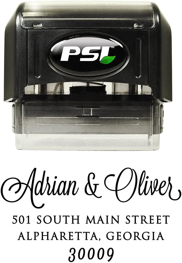 Address Stamp - Personalized Custom Self Inking Return Address Rubber Stamper, 4 Lines, Black Ink - Exquisite Script - for Wedding Invitations, Holiday Greeting Card Envelopes