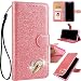 Produktbild Ledertasche BookStyle Luxus Bling Glitzer Diamant Slim Leder Hülle Schutzhülle Scratch Bumper Flip Folio Wallet Stand Case Card Slots Pocket Shell Magnetverschluß Etui Case für Samsung S8 Plus