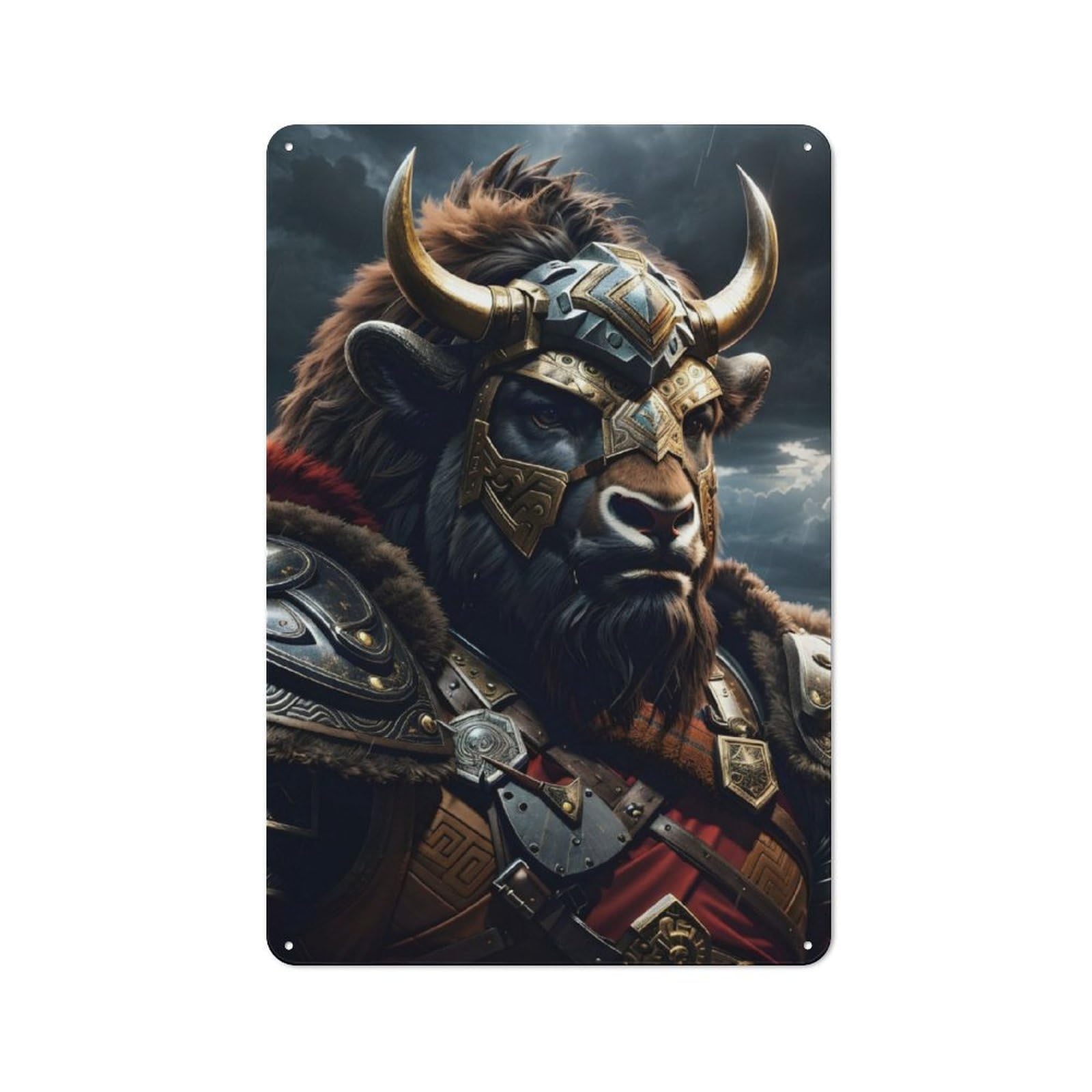 Understated Office Metal Sign 30x20cm Featuring Bison Armor, Studio Wall Plaque for Office, Study, Studio Or Hallway