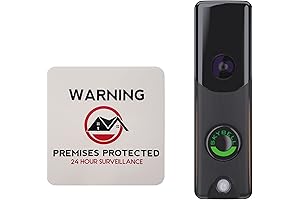 Alarm.com Slim Line II Bronze Wi-Fi Video Doorbell Camera with Warning Sticker