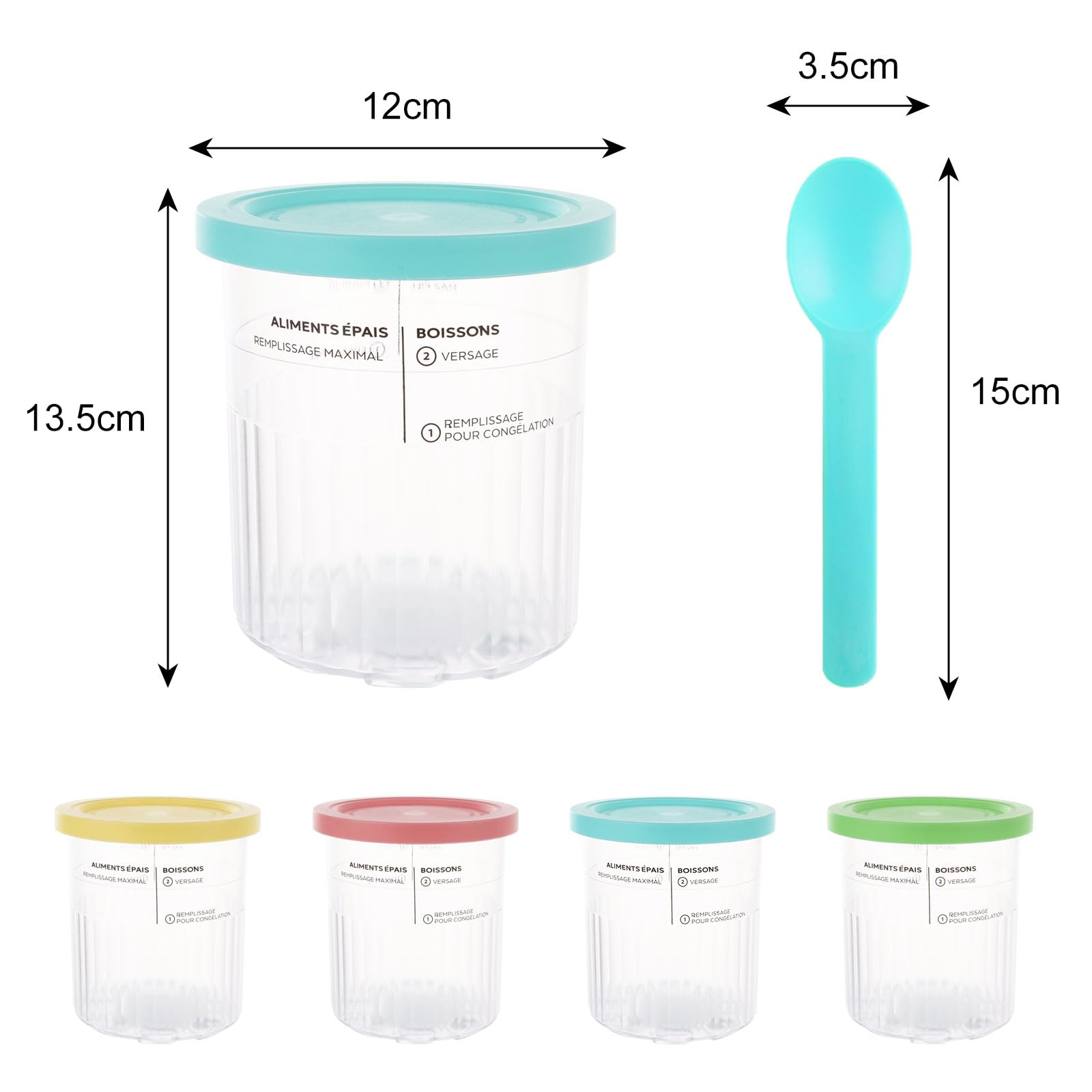 ASelected 4 Stück Behälter für Ninja Creami Eismaschine, 680 ml Eisbehälter mit Deckel für NC500 NC501-Serie Eismaschine Zubehör Creami Behälter Spülmaschinenfest
