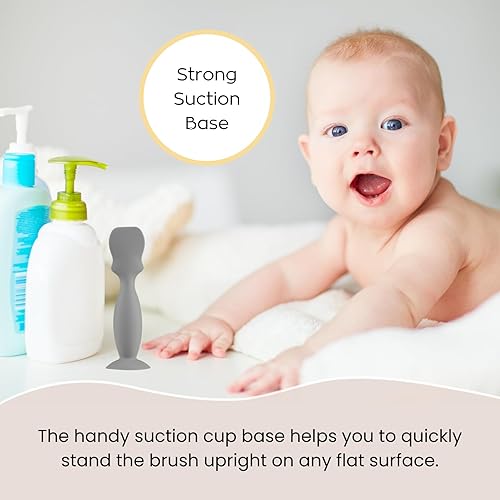 Miniatura 4 de Paquete de 2 cepillos de crema para pañales de bebé, aplicador de espátula de silicona para bebés, recién nacidos (paquete de 2, blancogris)