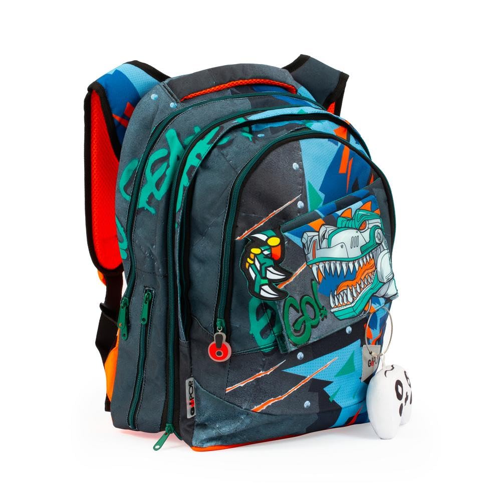 GO POP Zaino Estensibile Round Per Bambini, 3 Scomparti E Tasche Interne, Schienale E Spallacci Imbottiti, Con Fascia Personalizzata E Pop Up, Per Scuole Elementari e Medie