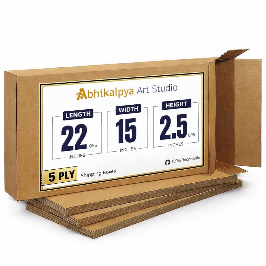 AbhiKalpya Art Studio 5 Ply Corrugated Packaging Box 22 x 15 x 2.5 Inches For A3 Photo Frames Packing, Documents, Posters & E-commerce Packaging (3)-image-13