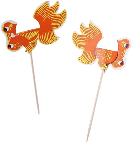 Miniatura 6 de 45 piezas de palitos de frutas para tartas de frutas, decoración de fiesta, paraguas de pavo real, cóctel, peces dorados, para sándwiches, barbacoa,