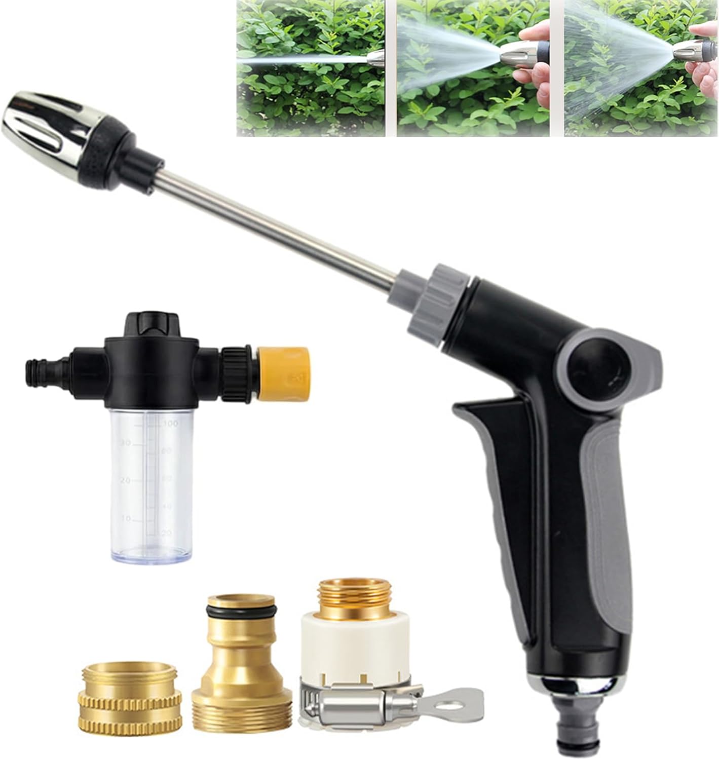 High Pressure Water, 2026 New Heavy Duty Garden Hose Nozzle,Turn Any Hose Into A High-Pressure Water Jet, Multi Function Watering Sprayer with 3 Spray Modes, for Cleaning Yard Pets Car