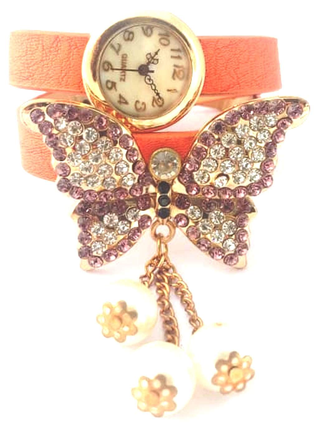 ITHANO - Leather Bracelet Analogue Orange Off-White Dial Wrap Around Womens Watch-ITLGBUTOR01 (B08JRPJX5Q) Amazon Price History, Amazon Price Tracker