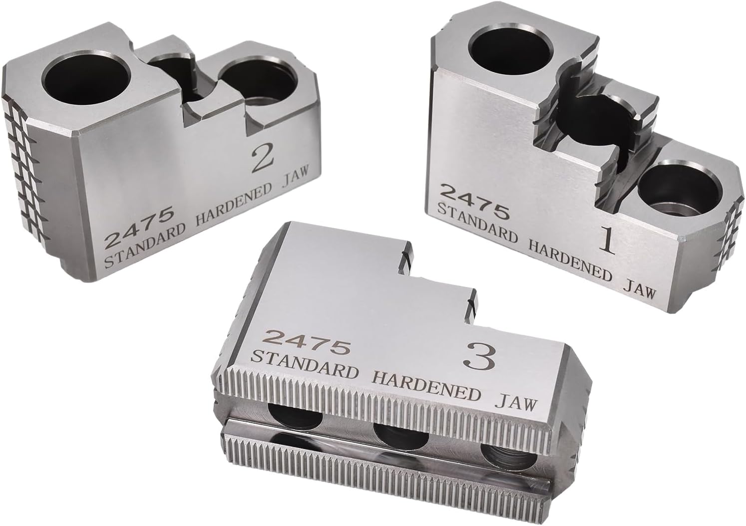 Hex Autoparts 3 Pcs 6" Double Step Hard Jaws for 3 Jaw Hydraulic Power Chuck, Compatible with B-206 Kitagawa Samchully Howa MMK, Reversible Hardened Steel Jaws for 6 Inch Lathe Chuck JSY-06