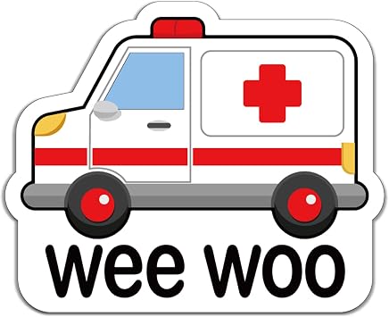 YAZMEEN 20 Pcs Funny Medical Nurse Stickers 2.5 Wee Woo Ambulance Gifts Stickers for EMT EMS Paramedic Nurse Doctor Ambulance Driver Nursing Stickers Decals for Water Bottle Laptop Phone Envelope
