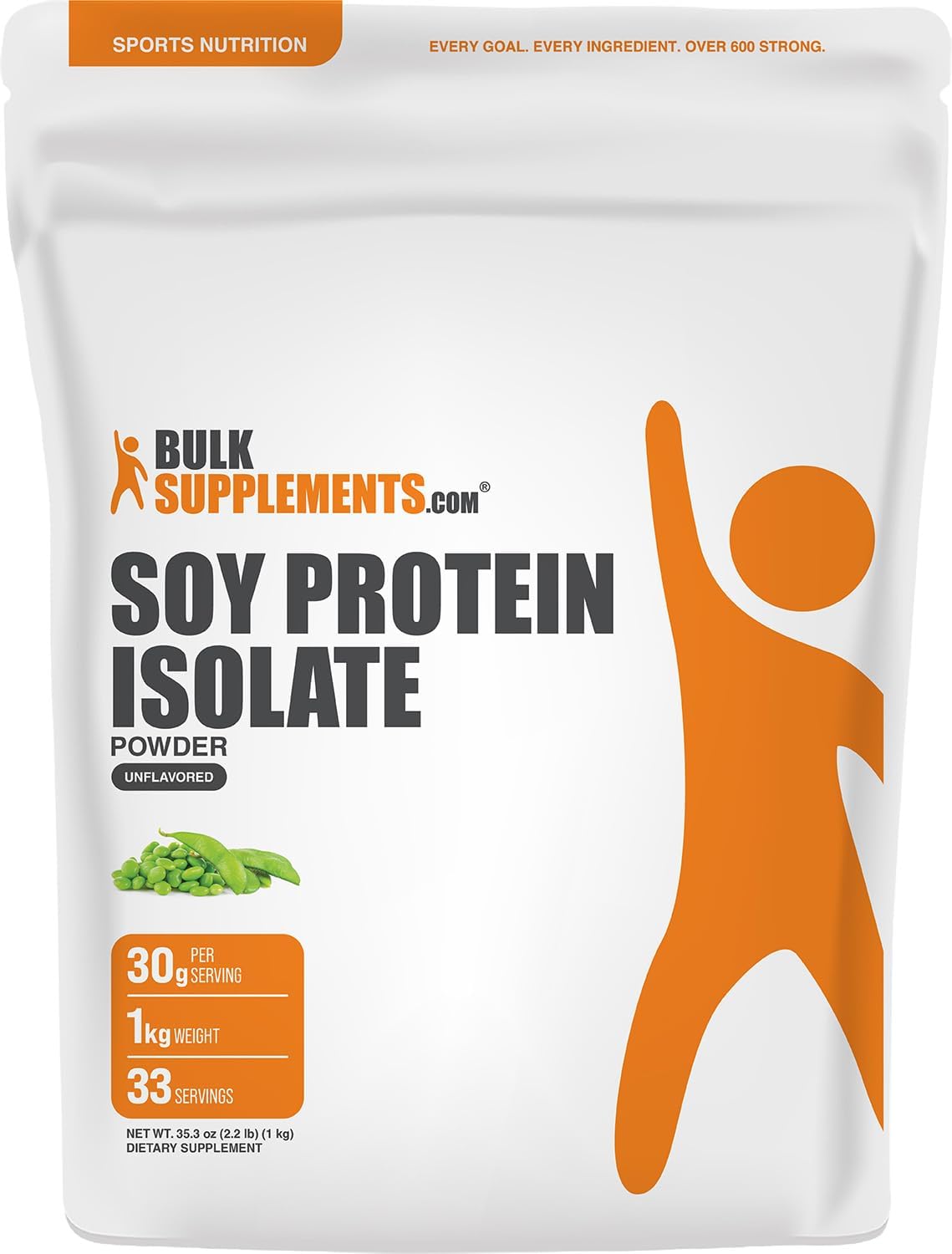 BulkSupplements.com Soy Protein Isolate Powder - Vegan Protein Powder, Unflavored - Pure & Gluten Free, 30g per Serving, 1kg (2.2 lbs) (Pack of 1)