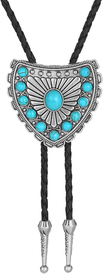 Joxevyia Bolo Tie with Natural Stone for Men Vintage Handmade Cowboy Bolo Ties Cowhide Rope Buckle Clasp Necktie for Women