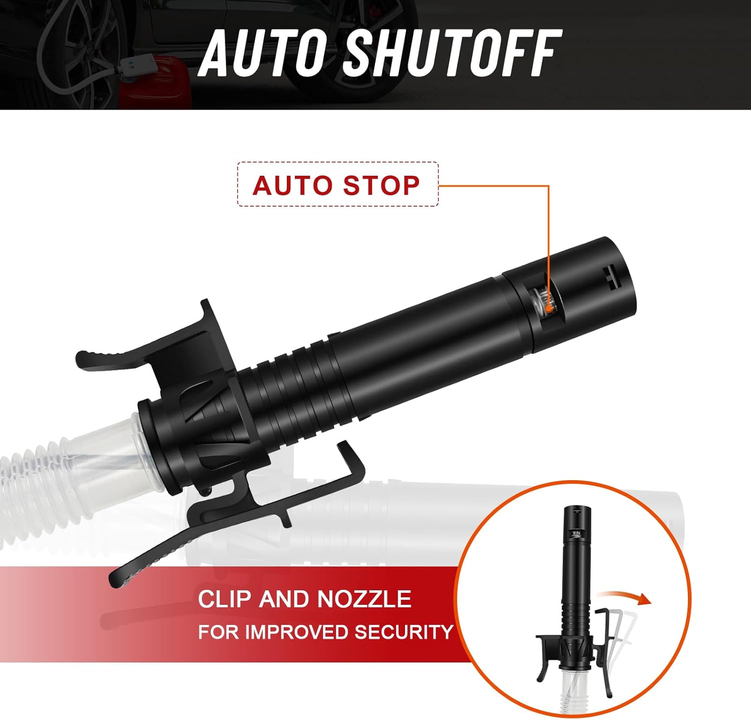 Fuel Transfer Pump with Auto-stop Sensor (3.2GPM), Battery Powered Siphon Pump for Gasoline, Portable Fluid Transfer Pump for Oil, Gasoline, Diesel - 3 Sizes of Adapter Cap