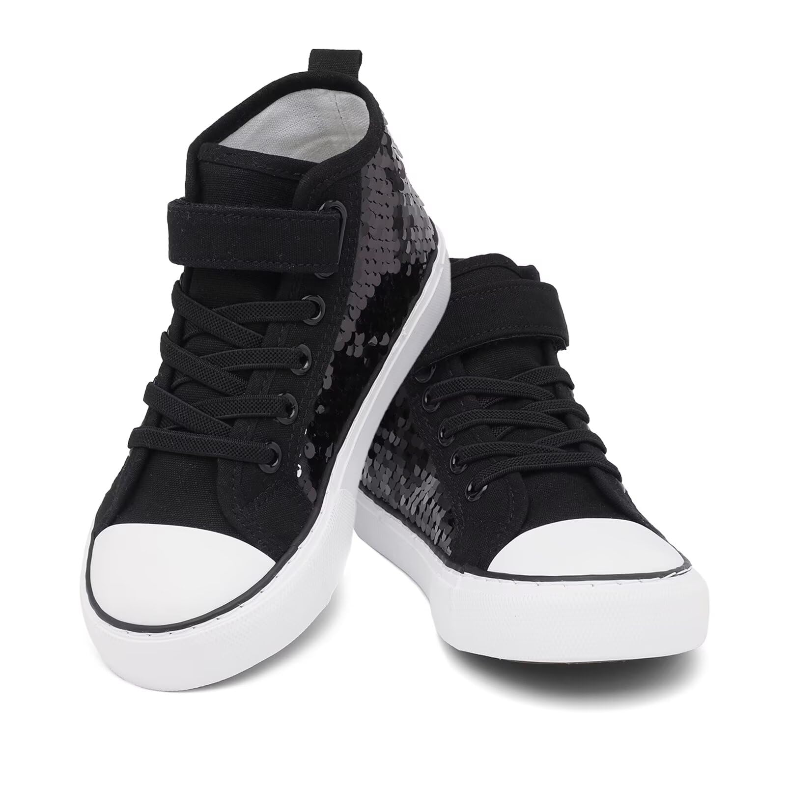 AOVOG Toddler Girls Sparkle Canvas Shoes High Top Sneakers Little Big Kids Boys Walking Cushioned Shoes