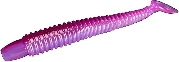 Lunker City Fishing 4" Swimmin Ribster Swimbait Style Worm Bass Lure Ribbed Soft Plastic Bait Thin Core 8 per Bag, Made in the USA