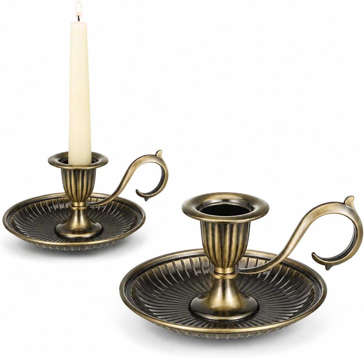 GLEAVI 2pcs Taper Candle Holder Metal Candlestick Candlelight Stand with Handle for Halloween Christmas