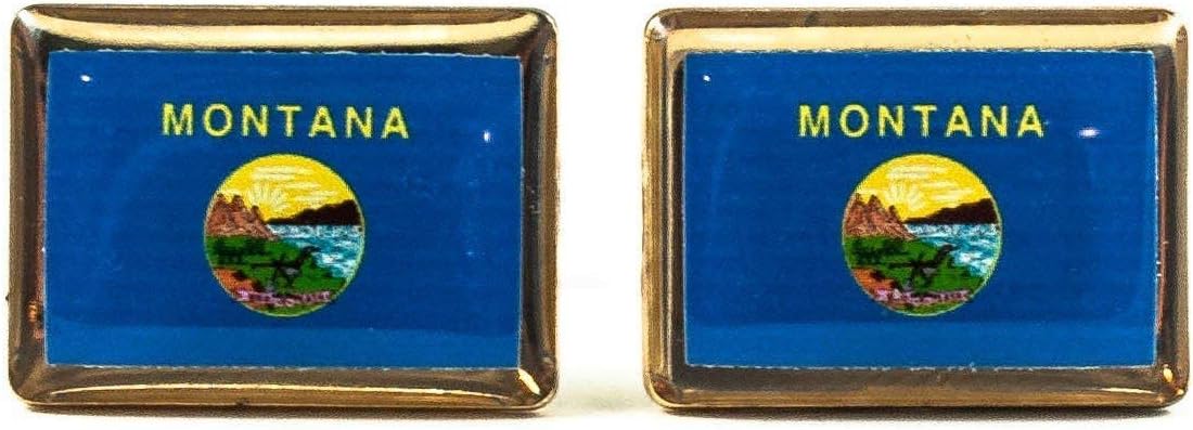 Montana State Flag Cufflinks, Lapel Pins, Tie Bars, Earrings, Jewelry and Accessories